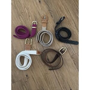 Women's Belt Lot Vintage Leather Braided Mixed Styles S/M Lot of 5 Designer (A)